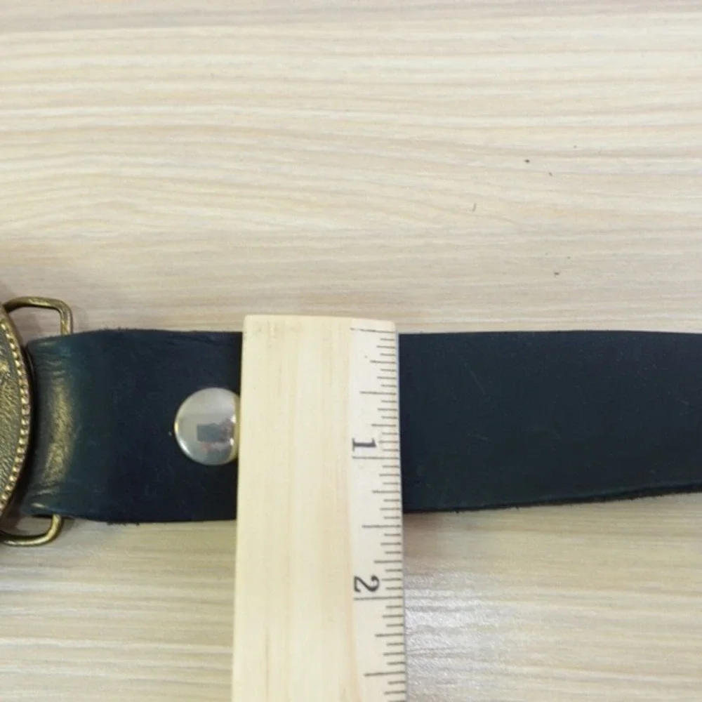 VTG Western Heavy Rodeo Belt Mens 46 Black PROPERTS LEATHER SADDLE‎ SOAP Buckle